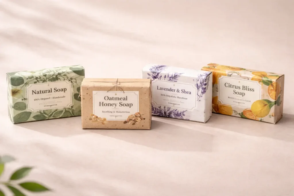 Different styles of soap boxes