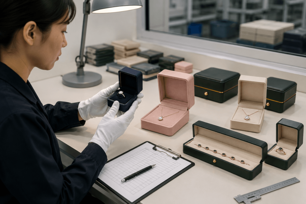 Jewellery box quality inspection before international shipment