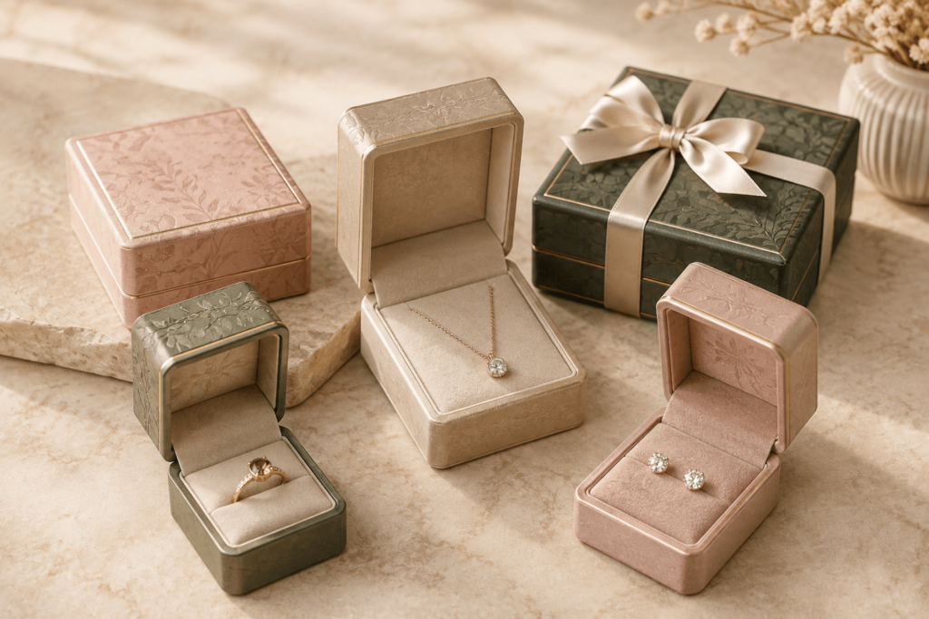 Luxury jewelry box packaging design with customized structures and premium materials