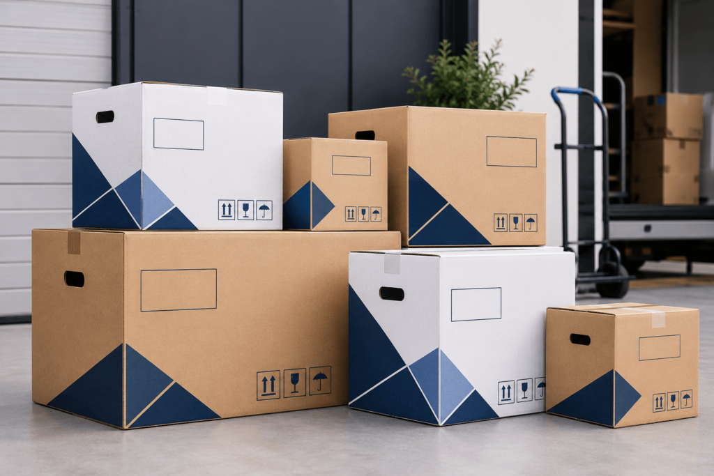 Custom printed moving boxes manufactured in China