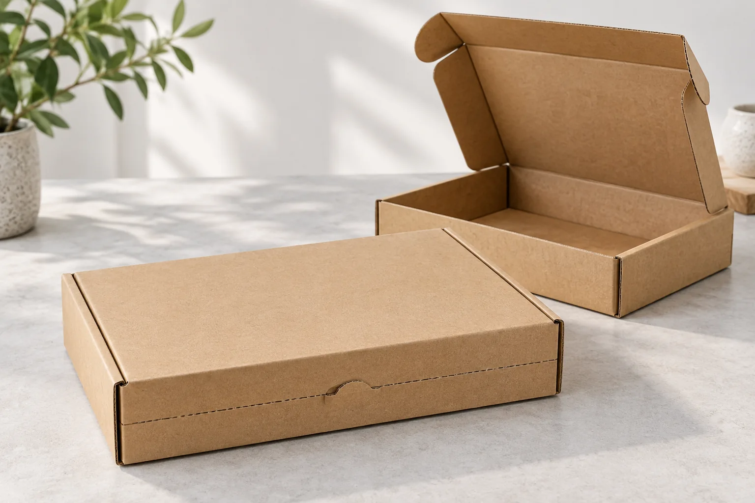 Concept kraft corrugated mailers with an easy-open front strip