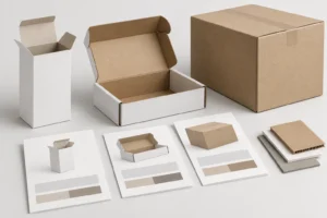 Conceptual packaging components with blank revision records for change review.