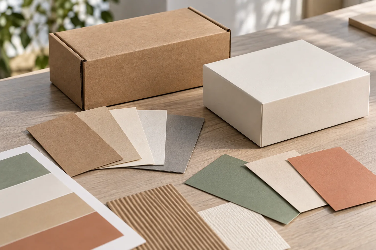 Concept assortment of printed paperboard and corrugated packaging surfaces