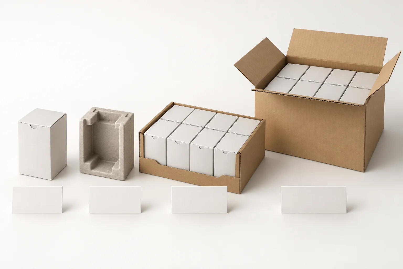 Conceptual product carton, insert, retail tray and master carton for supplier review.